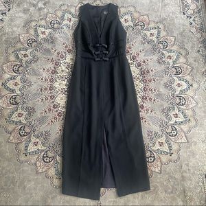 Vtg Laundry by Shelli Segal Black Sleeveless Satin Bow Waist Midi Dress 8 90s